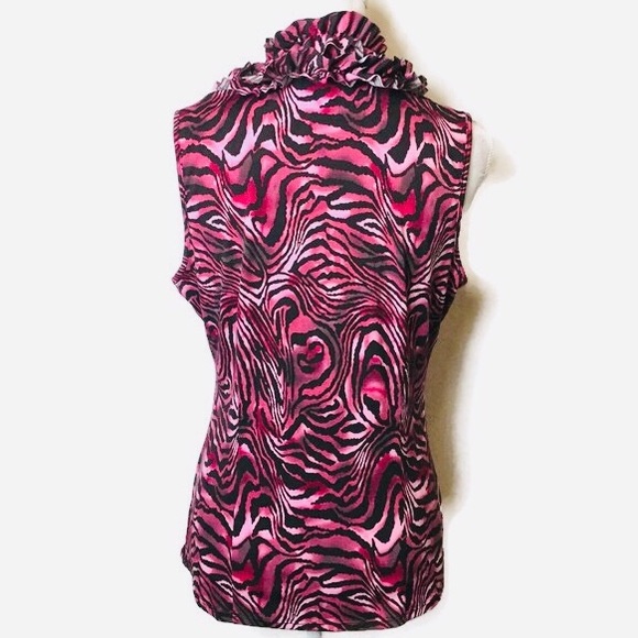 M Marc Bouwer Animal Print Ruffle Front Knit Top - Picture 3 of 5